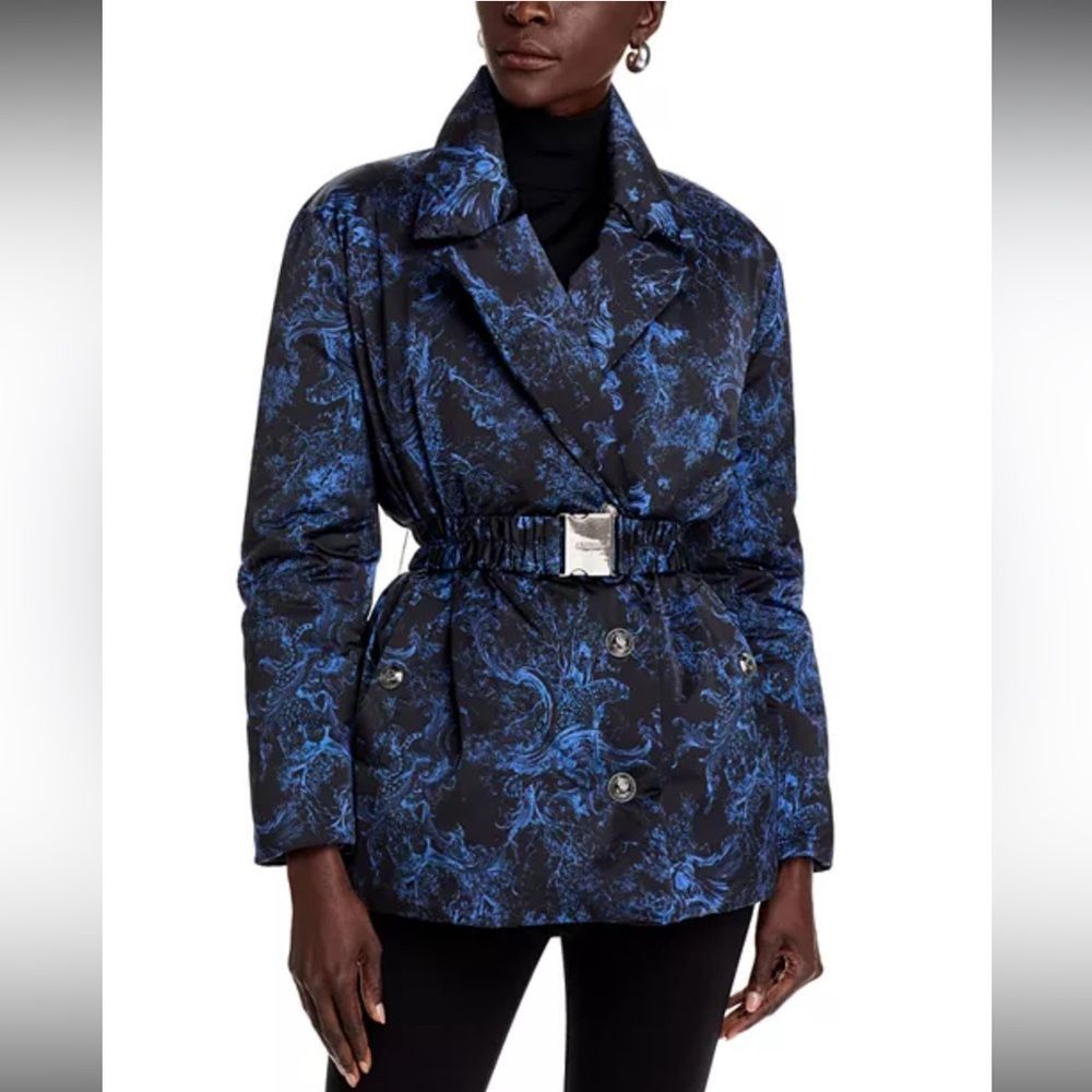 New Lâagence Willene Puffer Belted Coat Black/Periwinkle Rococo T